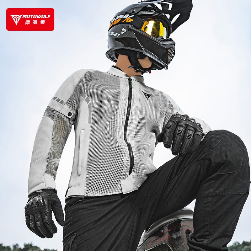 摩多狼夏季男款骑行服摩托车骑士装备机车防摔护具透气摩旅赛车服