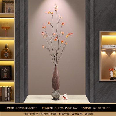 入户玄关细长竖高级感花瓶v摆件时来运转客厅壁龛意式中古陶瓷装