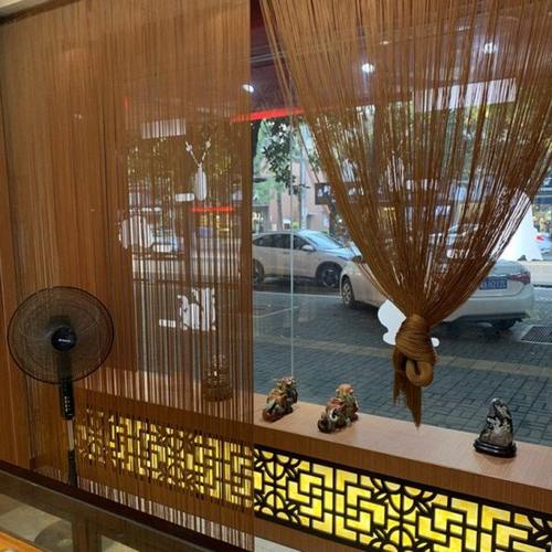 新中式客厅隔断帘装饰玄关挂帘隔断卧室屏风流苏线帘子茶室免打孔