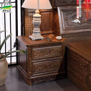 鸡翅木家具鸡翅木床头柜卧室简约储物柜地柜明清中式实木床边柜