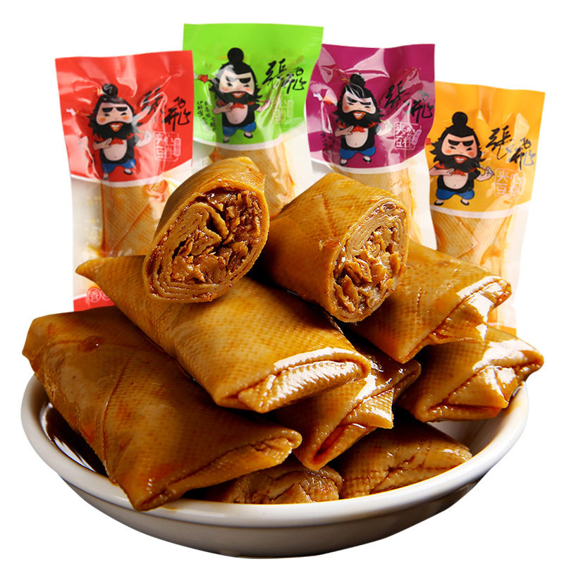 夹心豆卷四川特产小包装五香香辣千张豆皮卷香菇豆卷豆腐干官方旗