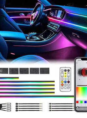 热销汽车幻彩氛围灯22in1亚克力隐藏式车载动态流光内饰APP气氛灯