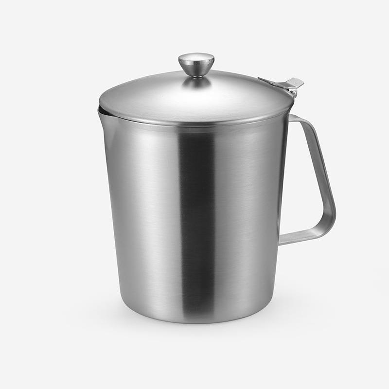 加厚304不锈钢量杯 带盖量杯奶茶咖啡量杯带刻度2L 拉花杯实验杯