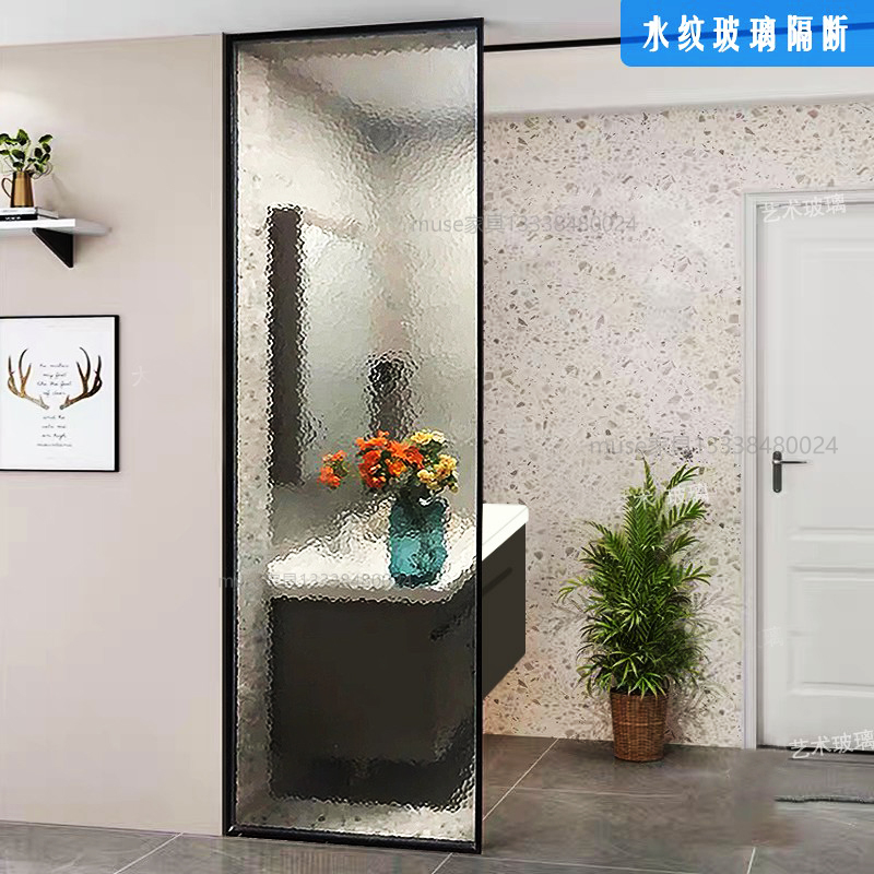 定制不锈钢铁艺实木客厅正对入户门D的屏风玻璃隔断浴室卫生间防