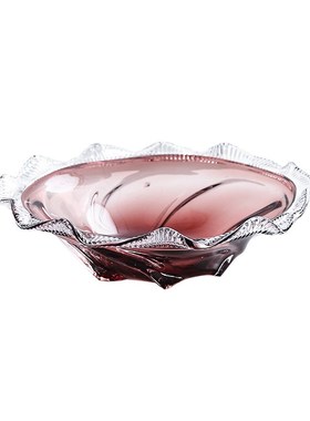 轻奢高端艺术玻璃水果盘客厅茶几餐厅样板房桌面零食盘玻璃水果盘