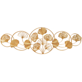 轻奢风 客厅餐厅背景墙壁挂饰铁艺创意欧式 银杏叶墙面装 饰挂件中式