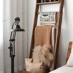 润家家居a实木松木衣帽架简易落地靠墙木质挂衣架玄关斜靠收纳层