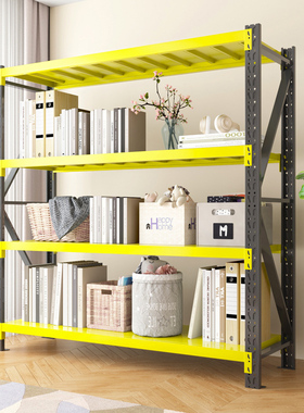 万昌黄色黑色货架置物架多层仓储仓库货物架家用储藏地下室展示架