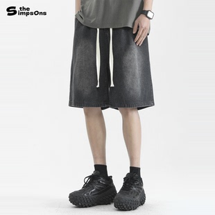 辛普森一家夏季新款牛仔短裤五分裤男透气水洗休闲百搭宽松中裤潮