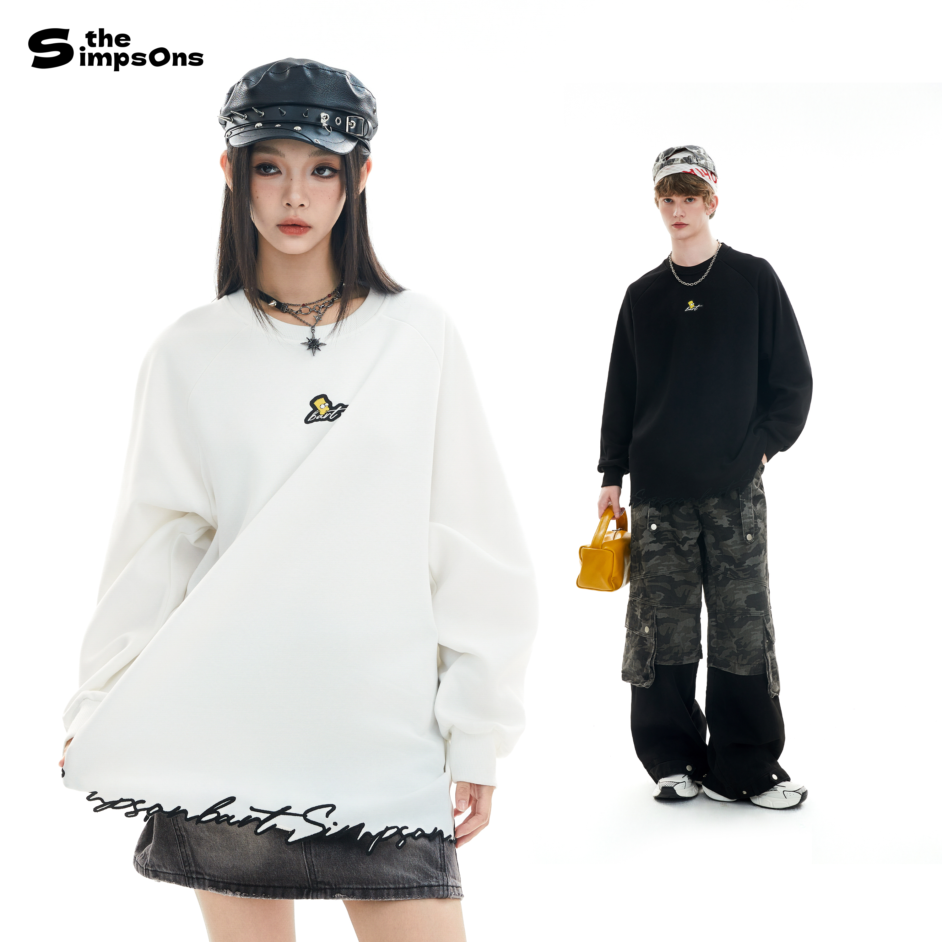 辛普森一家刺绣手写体下摆卫衣