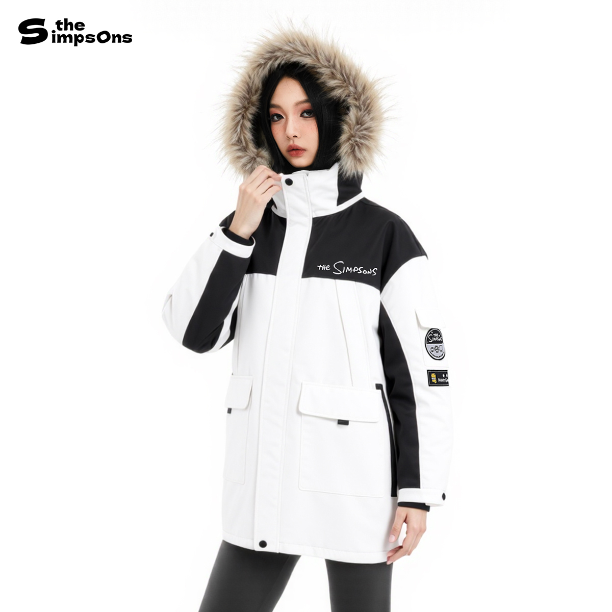 辛普森一家羽绒服美式复古派克服座山雕毛领冬季加厚保暖情侣外套