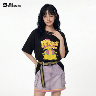 辛普森一家短袖 上衣 T恤男重磅青少年纯棉搞怪印花街头潮牌情侣装