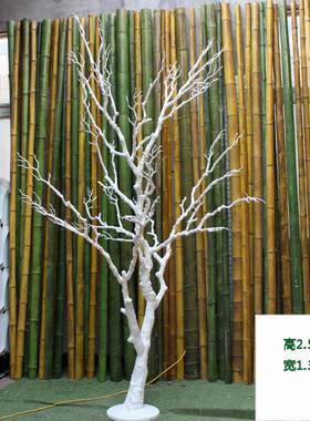 工厂店树枝枯树杈干树干商场树假白色圣诞装饰树婚庆家居仿真简