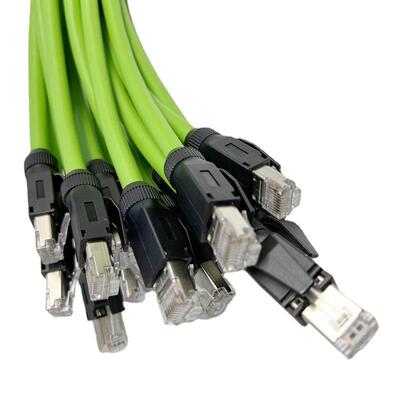 CAT6-SFTP绿色高柔性工业以太网双屏蔽拖链网线生产6类拖链跳线