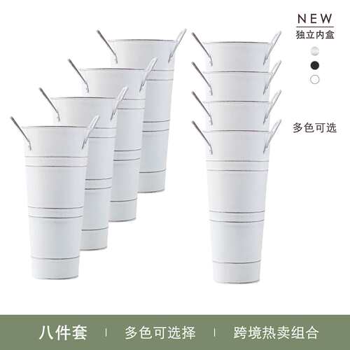 8件套 镀锌金属花瓶农舍法式花桶花瓶适合家居装饰和婚礼餐桌装饰