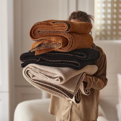 纯棉毯子全棉A类半边绒针织毯子沙发办公室午睡毯秋冬懒人毯