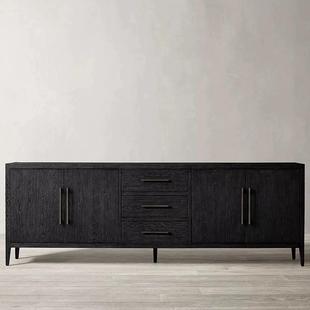 RH美式乡村橡木四门带抽屉储物玄关客厅餐厅餐边柜茶水柜碗柜整装