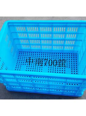 工厂直销蓝色熟料加厚周转箩筐生产车间700框内径:630X440X390MM