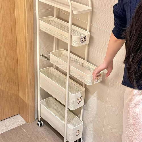 窄缝收纳柜可移动夹缝置物架抽屉式多功能多层储物推车卫生间厨房