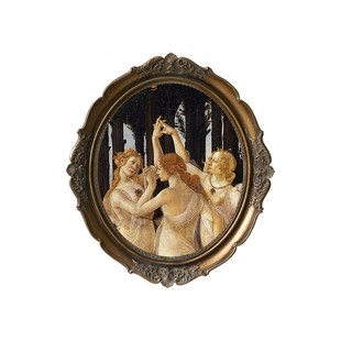 欧式复古椭圆壁画 波提切利《春》美式客厅小众艺术家挂画装饰画