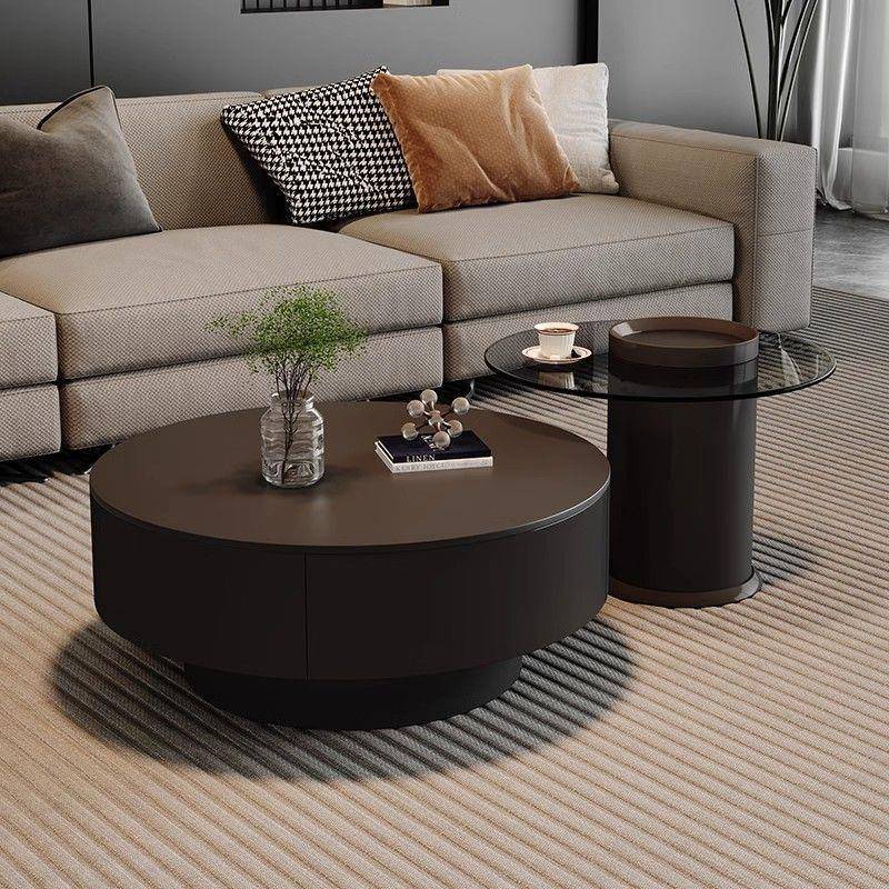 2025新款高级岩板茶几客厅圆形轻奢感置物大小户型家用桌现代简约