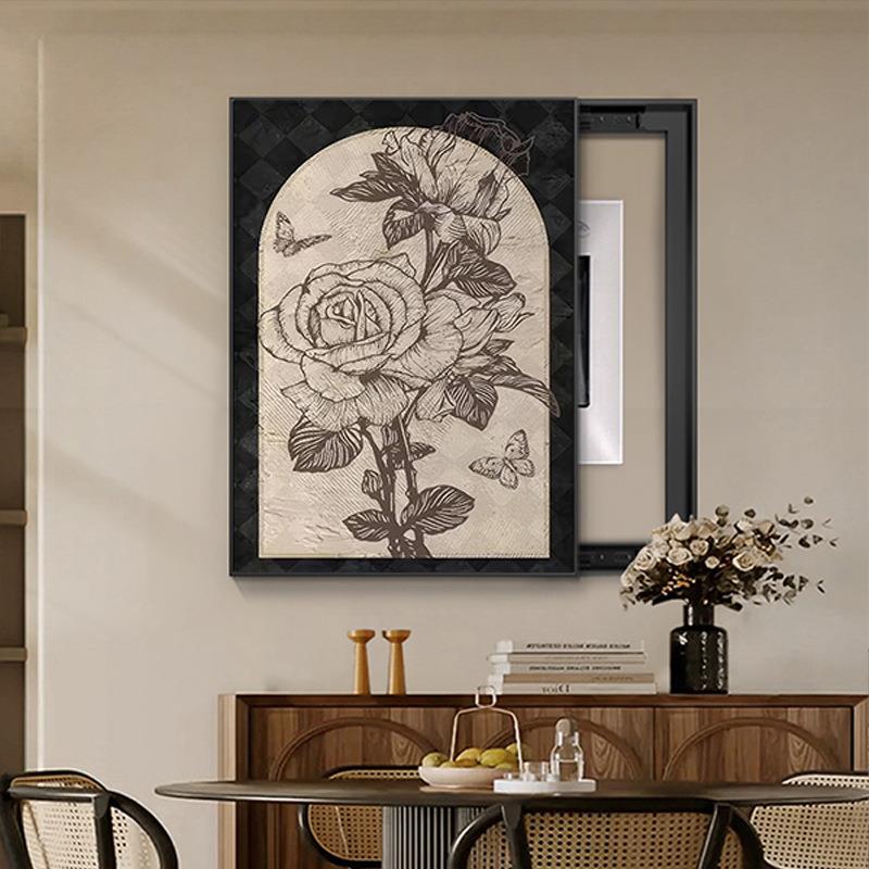 中古风电表箱装饰画美拉德法式复古遮挡配电箱电闸盒盖板竖版挂画