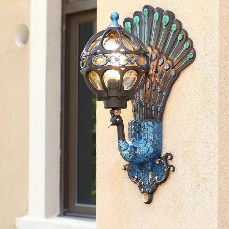 户外壁灯防水欧式别墅景观庭院大门创意孔雀走廊阳台室外墙壁led