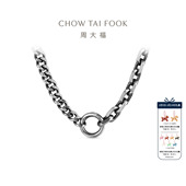 周大福电黑侧身十字不规则925银项链男士 AB40497新品 送男友