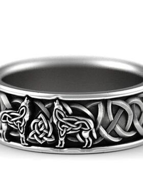 Huitan Viking Nordic Mythology Giant Wolf Men Ring Defense T