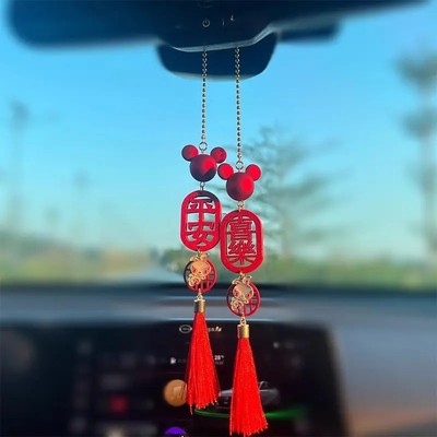 网红新款车载挂件十二生肖后视镜车上挂件吊坠创意祝福车内饰品女