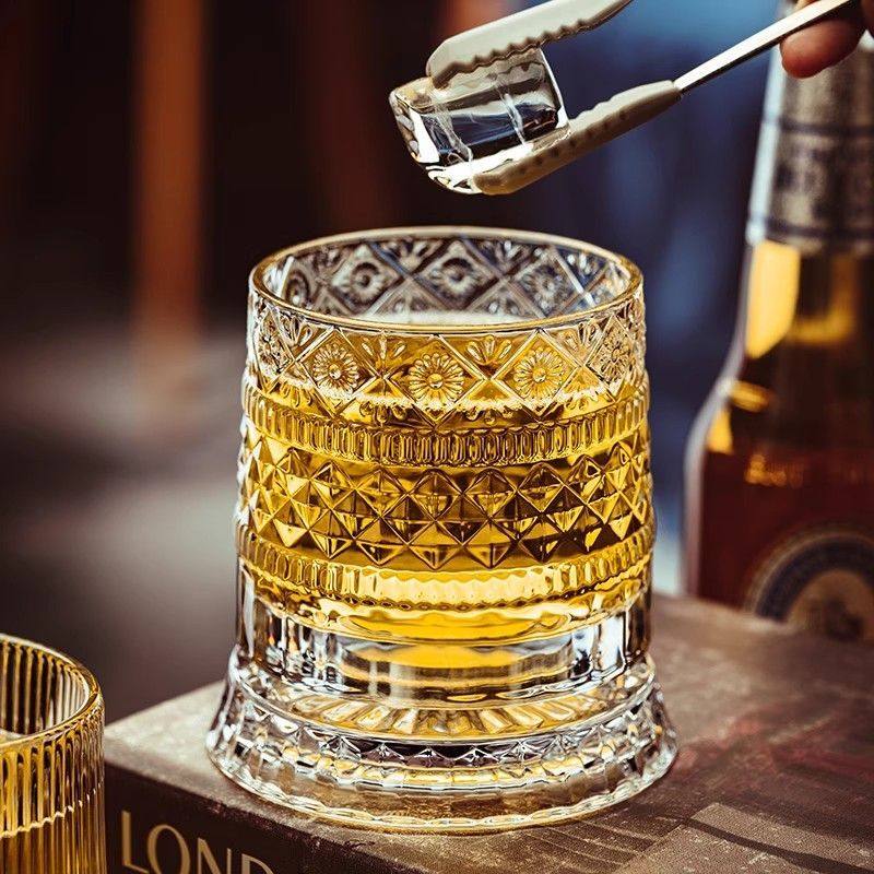 转动酒杯酒杯威士忌转转网红创意高级解压啤酒杯旋转水晶杯子玻璃