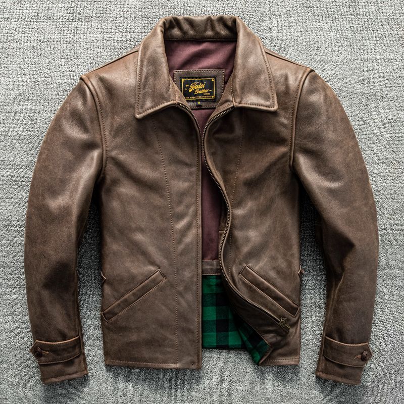 1940杰克船长头层牛皮真皮皮衣男短款青年帅气修身皮夹克秋冬外套