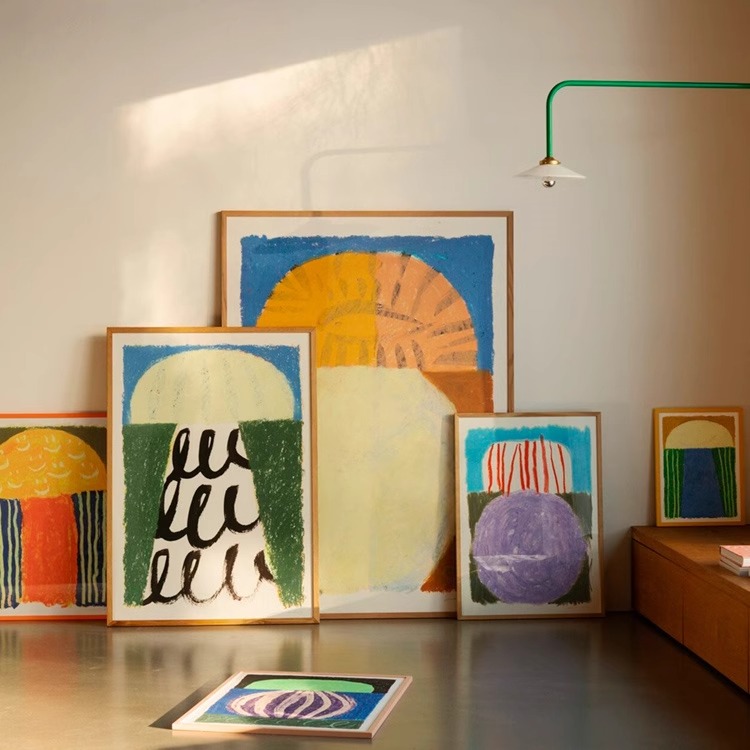 丹麦设计SUZANNE LUSTIG小众彩色艺术抽象装饰画设计简约卧室客厅