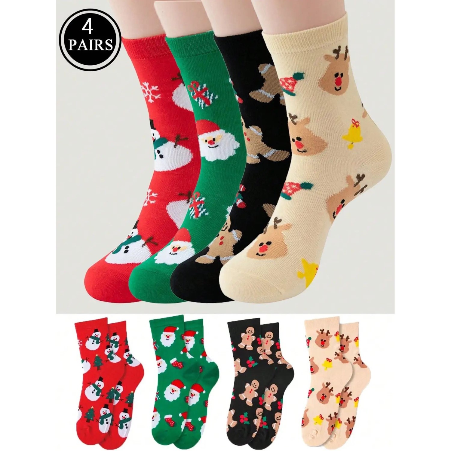 Christmas Themed Warm Cotton Socks Cute Feature Single Or Fo
