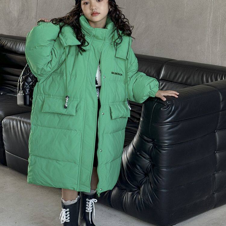 韩国新款儿童羽绒服90白鸭绒中长款过膝加厚宝宝男童女童中大童潮