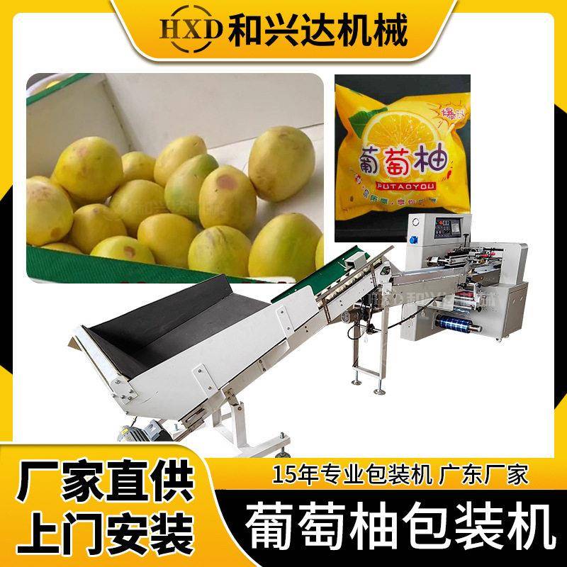 全自动柚子包装机葡萄柚沙田柚装袋机贴泰国青柚橙子自动包装机