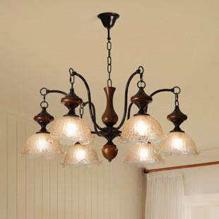 法式复古风客厅吊灯冰裂纹罩南洋风中古卧室餐厅吊灯现代大厅主灯