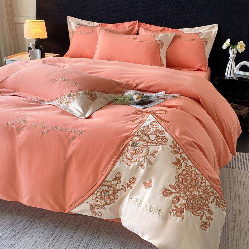 100s支贡缎长绒棉四件套法式床笠款公主风轻奢全棉粉色厂家,3C数码配件,其它配件,淘宝优惠券,粉丝福利购,淘宝优惠卷