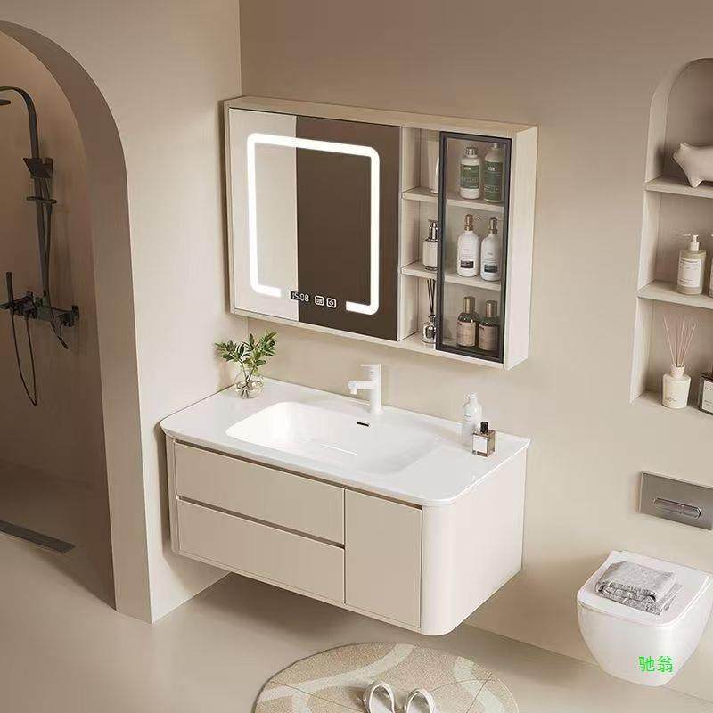 圆角陶瓷一体盆多层实木奶油风浴室柜组合洗漱卫生间洗手,3C数码配件,其它配件,淘宝优惠券,粉丝福利购,淘宝优惠卷