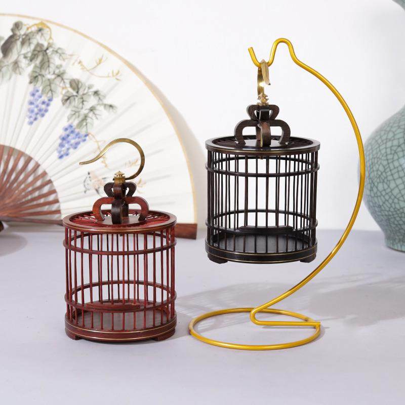 血檀蝈蝈笼实木纯铜摆件实木鸣虫蟋蟀蛐蛐扎嘴等小宠物的传统笼具