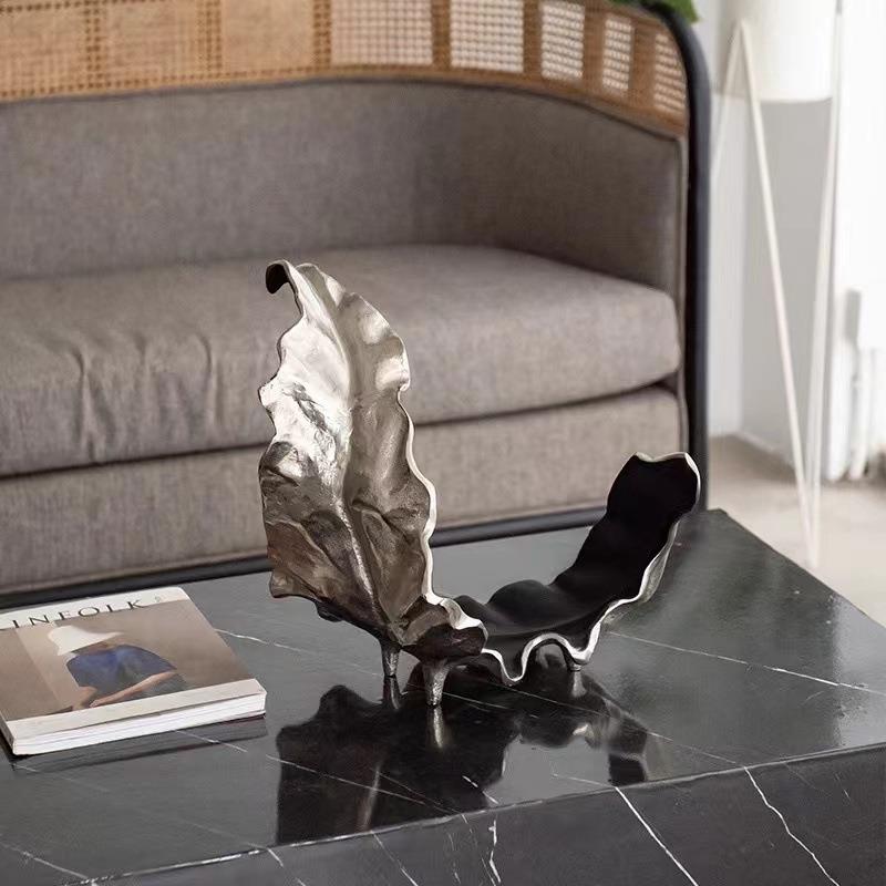 现代轻奢树脂艺术树叶创意摆件样板间民宿售楼处酒店桌面软装饰品