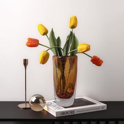 创意轻奢玻璃花瓶透明客厅餐桌干花摆件样板间艺术水培花瓶装饰品