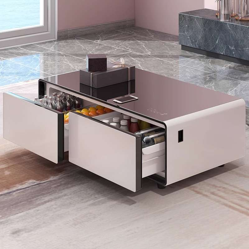 白色多功能智能触控冰箱茶几一体两用客厅2025年新款家用轻奢现代