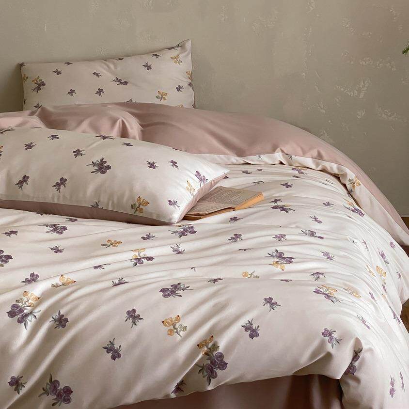 清新小碎花天丝棉磨毛印花四件套田园风被套床单卧室床上用品