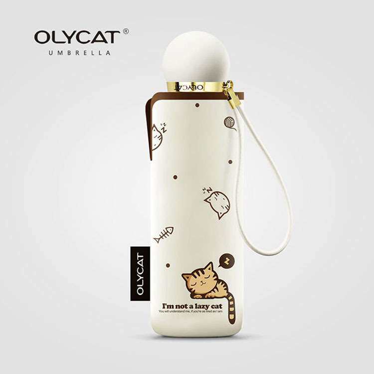 OLYCAT欧力猫清新小猫五折伞晴雨两用雨伞黑胶不透光防晒太阳伞