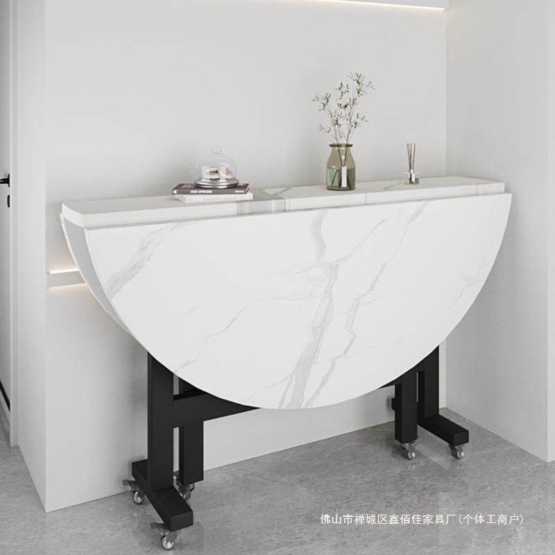 8-10人大圆桌小户型家用可折叠移动餐桌三折叠可移动简易吃饭桌子