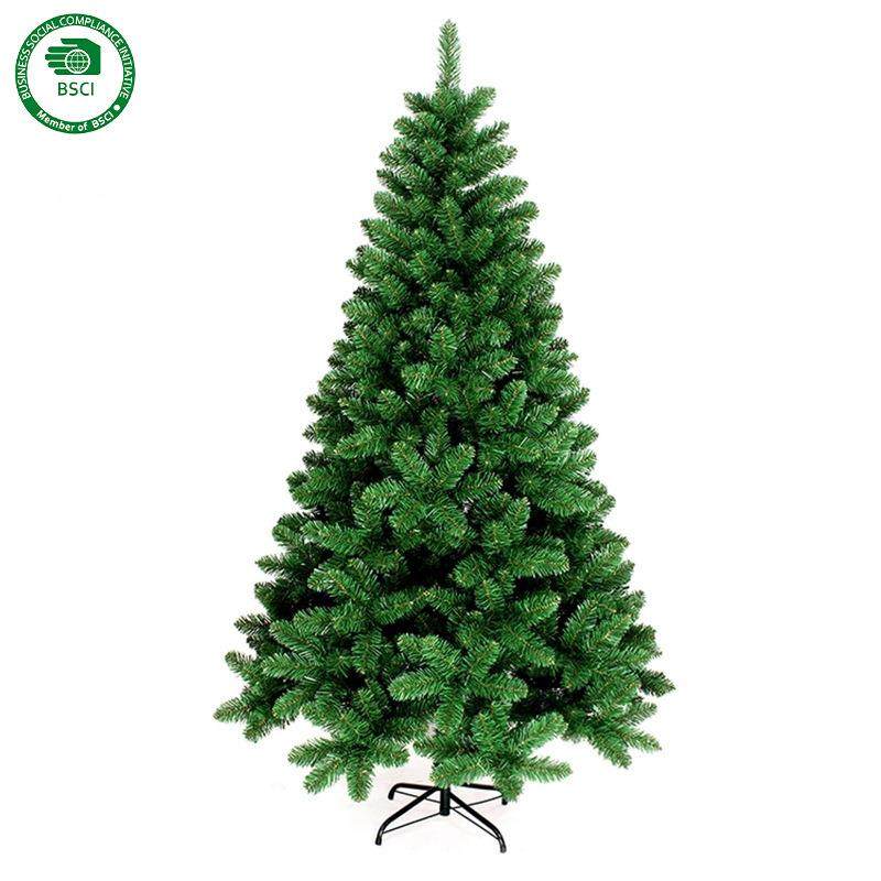 厂家直销加密仿真户外场景装饰圣诞树180cmPVC绿色普通绑树300叶