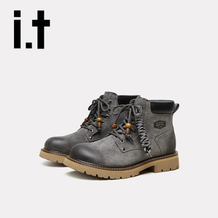 复古街头潮流马丁靴v izzue高帮舒适皮靴百搭男防泼水防滑冬季