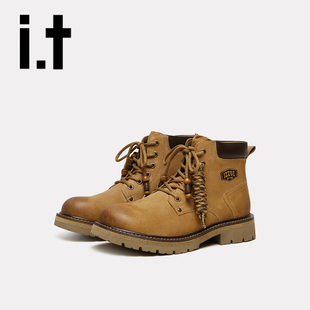 复古街头潮流马丁靴v izzue高帮舒适皮靴百搭男防泼水防滑冬季