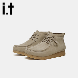 靴休闲鞋 厚底增高工装 翻毛皮短靴2025秋冬新款 izzue英伦风男士